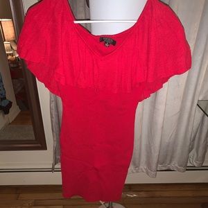 Off the shoulder red mini dress